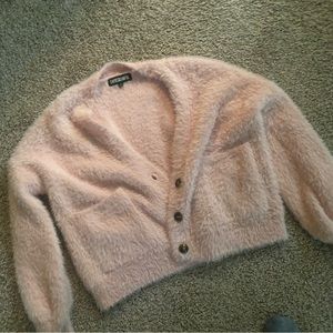 fluffy pink sweater
